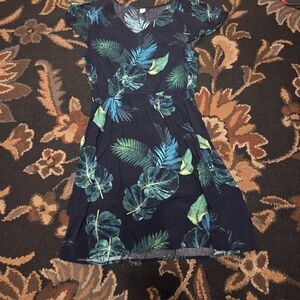 Old Navy Tropical Leaf Print Dress - Navy and Green